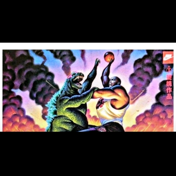 CHARLES BARKLEY VS GODZILLA OLD SCHOOL GLOSSY REPRINT NBA WALL ART 8.5x11 POSTER - Picture 4 of 7